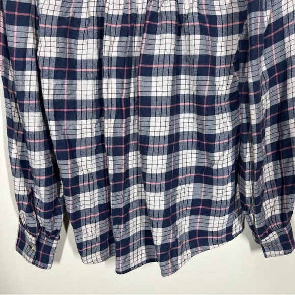Rails Angelica Puff Sleeve Almond Pink Navy Plaid Button Up Shirt Size XS - Picture 8 of 10